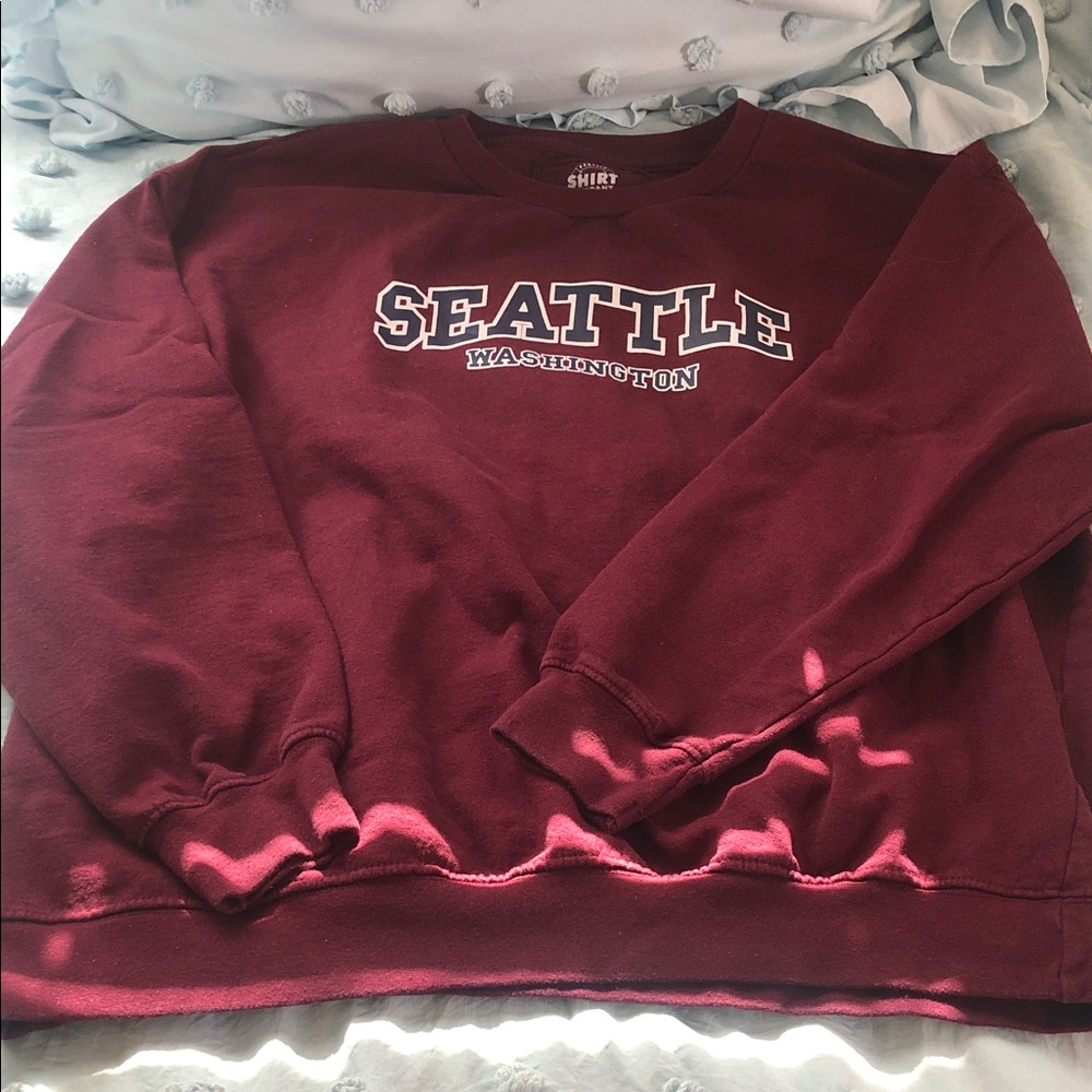 Seattle Washington Maroon Crewneck Sweater